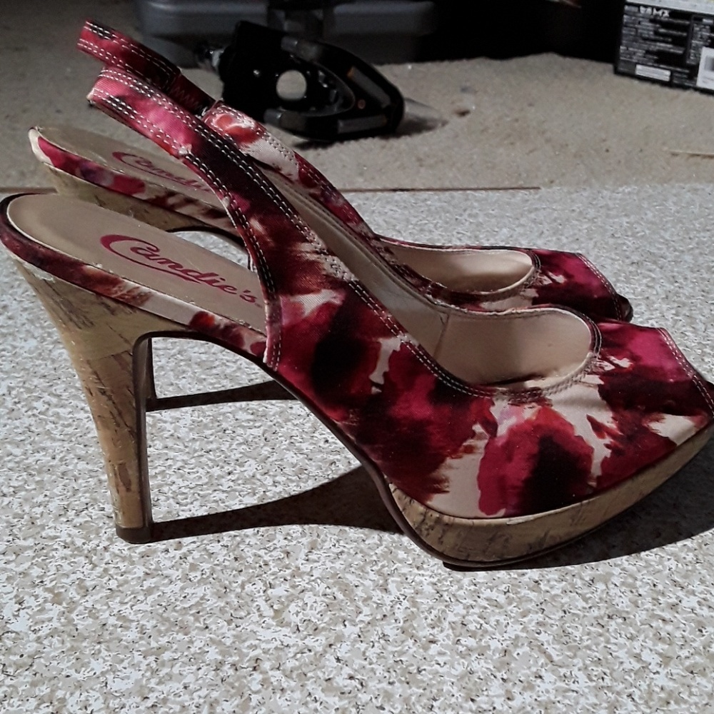Candies flora print cork heeled slingback … - Picture 2 of 2